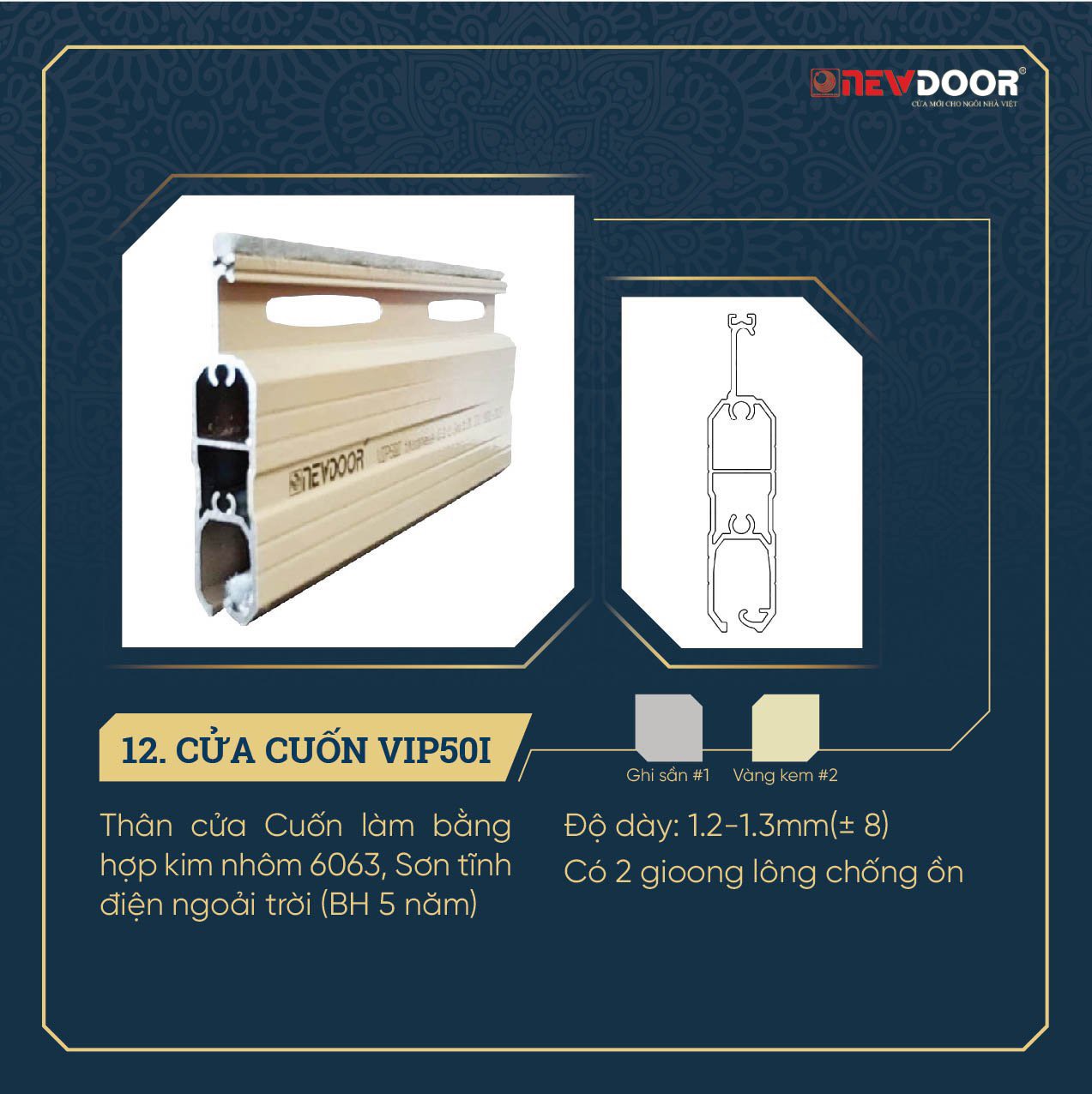 Cửa cuốn Đức Newdoor 50I_ 12.5 kg/m2