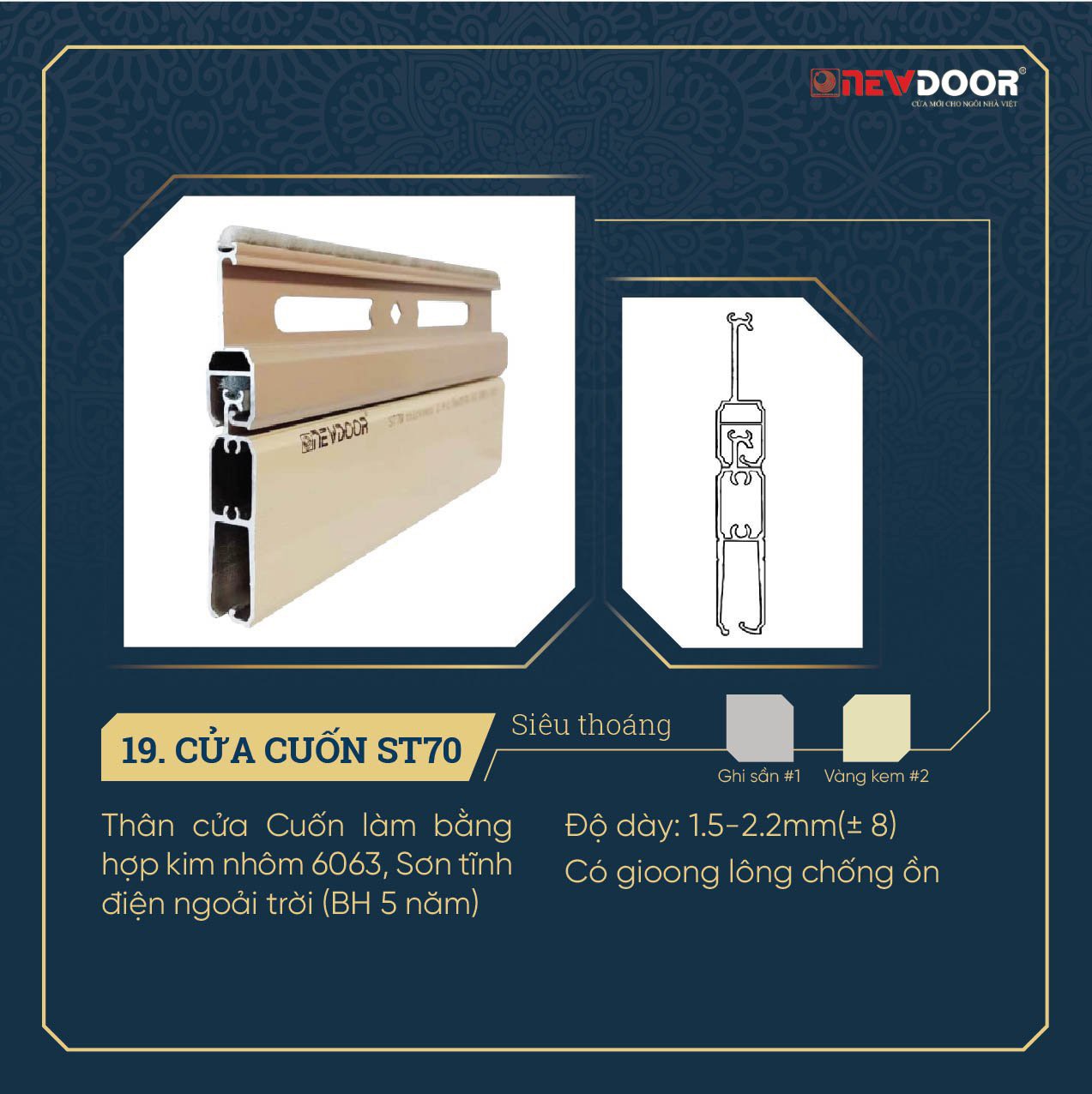 Cửa cuốn Đức Newdoor ST70 ( nan to nan nhỏ)